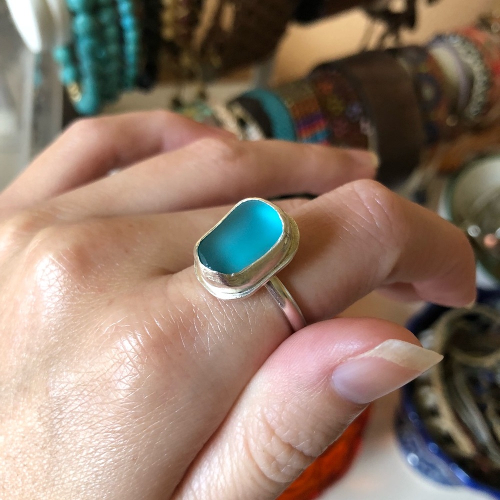 Sea glass ring size 6.5